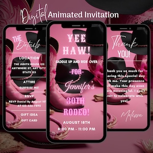 Digital Western Birthday Party Invitation, Animated Cowgirl Birthday Party Video Invite, Rodeo Birthday Party Invitation Template, Yee Haw