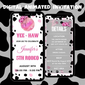 Editable Cowgirl Birthday Invitation, Disco Cowgirl Animated Invitation, Editable Cowgirl Party Video Invitation, Rodeo Digital Video Invite
