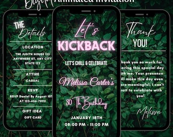 Invitación digital para fiesta de cumpleaños Let's Kickback, invitación editable para cena de cumpleaños con barbacoa, parrillada Evite