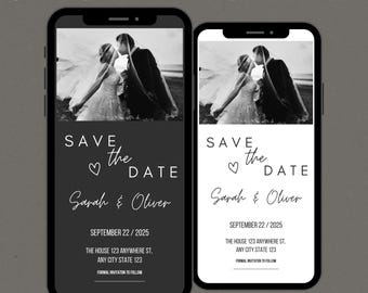 Animated Wedding Save The Date Video Invitation, Editable Minimalist Marriage Announcement Evite (Digital Download)