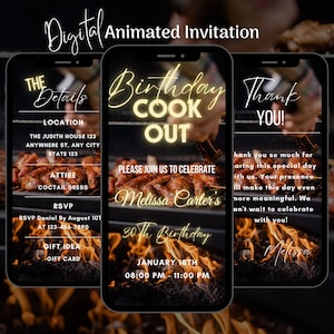 Digital Birthday Cookout Invitation, Editable Animated Backyard BBQ Video Invite, Birthday Cookout Backyard BBQ Party Template, BBQ Invite