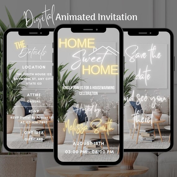 Digital Housewarming Party Invitation, Animated House Warming Invite, Welcome Home Digital Video Invite, House Warming Invite,New Home Party