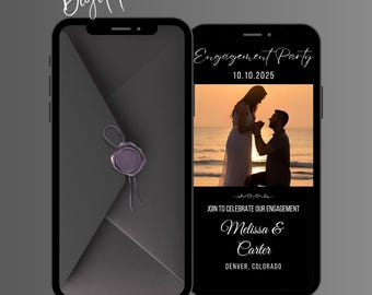 Animated Engagement Party Video Invitation, Editable Minimalist Couples Shower Evite, Engagement E-Invite (Digital Download)