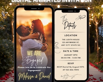 Editable Digital Engagement Party Invite, Engagement Video Invitation, Elegant Engagement Invitation, Animated Engagement Mobile Invitation