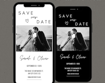 Editable Save the Date Video Invitation, Animated Minimalist Wedding Date Evite, Getting Married Celebration Digital Invite
