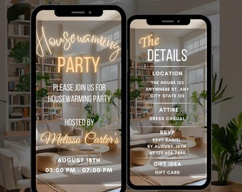 Geanimeerde uitnodiging housewarming: bewerkbare sjabloon voor nieuwe video-uitnodiging voor thuisfeest (digitale download)