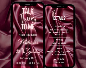 Editable Animated 30th Birthday Video Invitation, Dirty Thirty Party Invite (Digital Download)