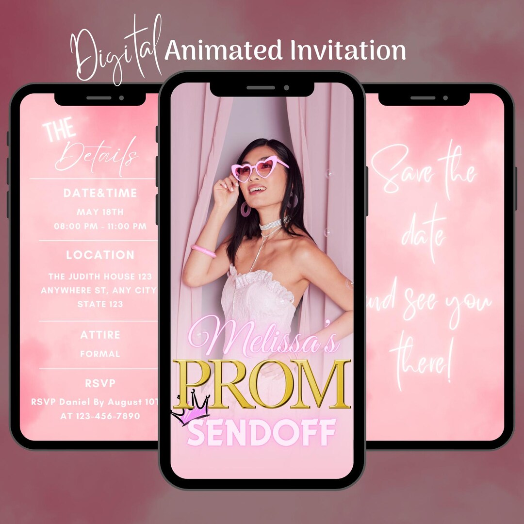 Animated Prom Party Invitation, Editable Prom Send off Celebration ...
