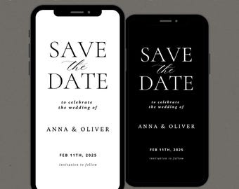 Minimalist Save the Date Wedding Invitation, Animated Modern Wedding Date Video Invite, Editable Elegant Evite
