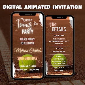 Editable Tennis Birthday Invitation, Animated Summer Sports Party Invite, Game Set Match, Tennis Player Birthday Party Video Invite, Any Age