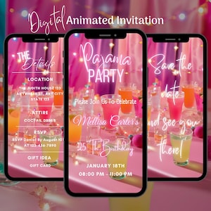 Digital Pajama Party Invitation ,Animated PJ Party Invite, Pink Sleepover Video Invite, Adult Pj Party Invitation Template, Girls Night