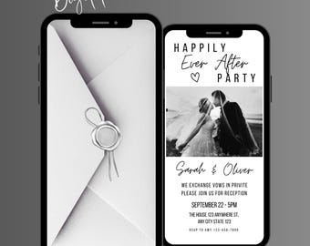Editable Wedding Reception Party Video Invitation: Animated Happily Ever After Elopement Announcement (Digital Download)