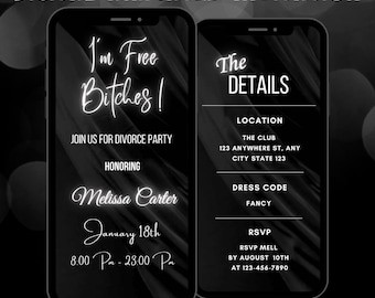 Digital Divorce Party Invitation, Divorce Celebration Animated Invitation, Divorce Ladies Party Video Invite, Break Up Announcement Invite