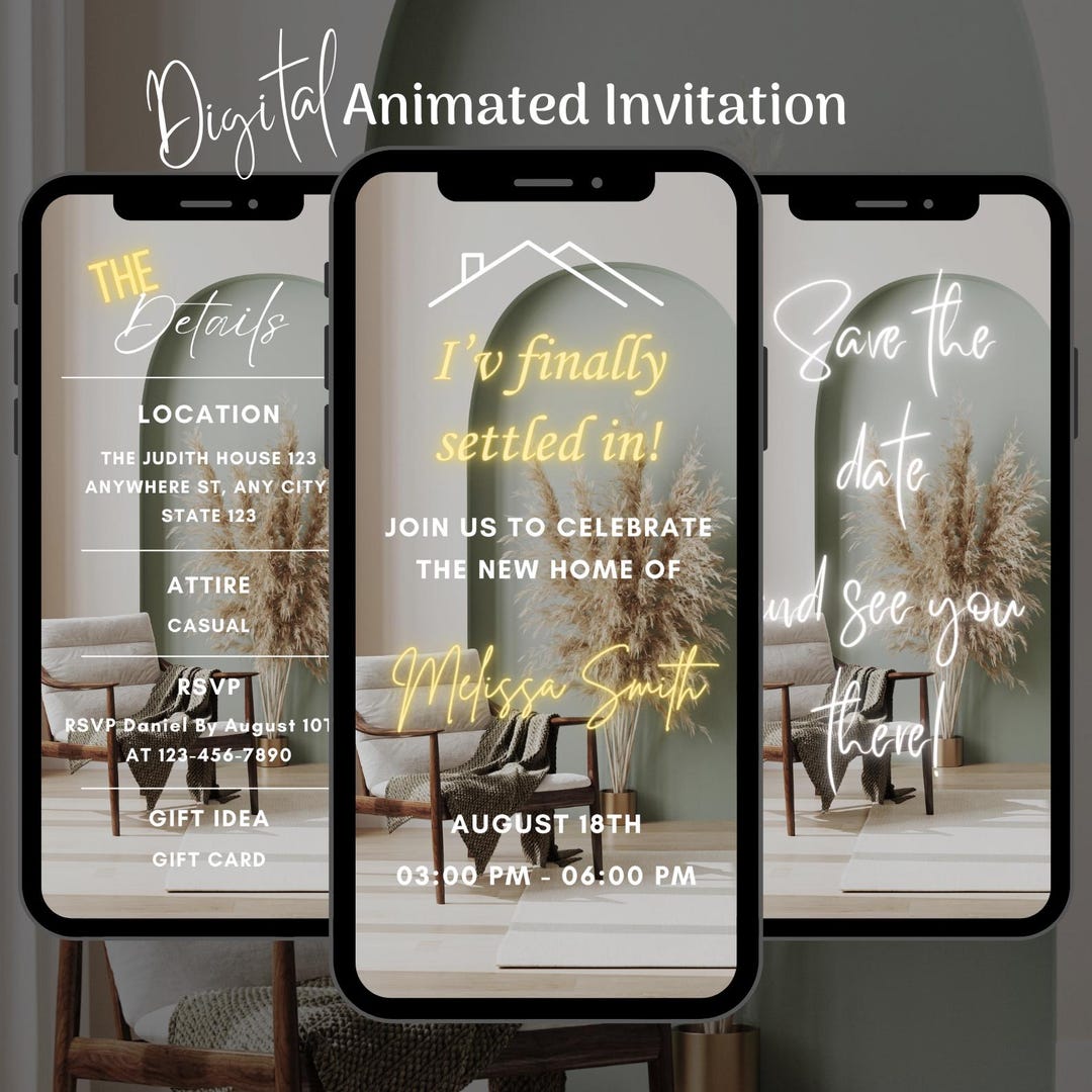 Editable Housewarming Party Invitation, Animated New Home Digital Video ...