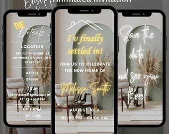 Editable Housewarming Party Invitation, Animated New Home Digital Video Invite