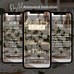 Digital Brunch Party Invitation, Editable Birthday Brunch Video Invitation, Birthday Brunch Animated Invite, Brunch Invitation Template