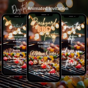 Editable Digital Backyard BBQ Invitation, Animated BBQ Party Video Invitation, Barbeque Party Invitation Template, Birthday grill & chill