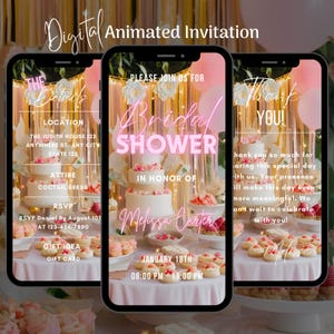 Digital Bridal Shower Invitation, Bridal Shower Animated Invitation Template, Editable Bridal Party Video Invite, Bachelorette Bach Party