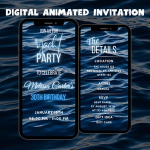 Editable Yacht Invitation, Digital Yacht Party Animated Invite, Boat Party invitation, Summer Boat Party Birthday Invitation, Any Age