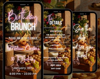 Editable Birthday Brunch Video Invitation (Digital Download)