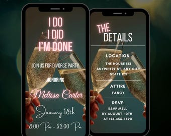 Digital Divorce Party Invitation, Divorce Celebration Animated Invitation, Divorce Ladies Party Video Invite, Break Up Announcement Invite