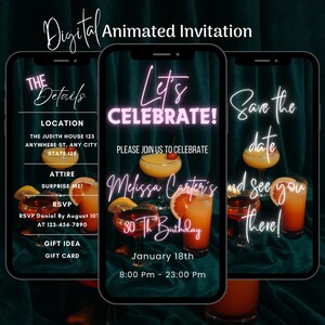 Digital Birthday Dinner Invitation, Animated Birthday Dinner Party Video Invitation, Birthday Dinner Invitation Template, Birthday Party