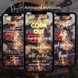 Digital Birthday Cookout Invitation,BBQ Video Invitation Template, Editable Birthday Bbq Invitation, Backyard Bbq Invitation, Grill & Chill