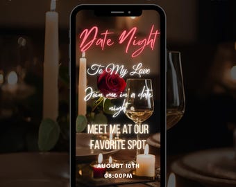 Editable Date Night Invitation Night Out, Animated Couple Date Invite, Dinner Video Invite, Romantic Date Invitation, Anniversary Date Night