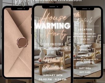 Geanimeerde video-uitnodiging housewarmingfeest, bewerkbare nieuwe appartementuitnodiging, nieuwe thuisviering (digitale download)