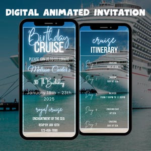 Digital Birthday Cruise Invitation, Editable Birthday Cruise Party Video Invitation Template, Birthday Cruise Trip Animated Invitation
