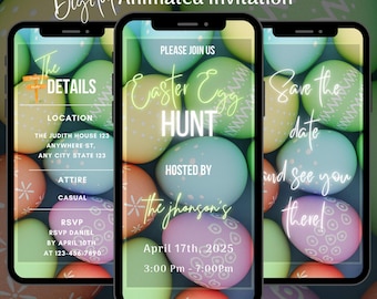 Digital Easter Egg Hunt Party Invitation, Editable Easter Basket Party Invitation Template, Animated Easter Scavenger Video Invitation