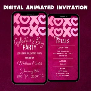 Digitale Partyeinladung zum Valentinstag, bearbeitbare Einladungsvorlage zum Valentinstag, Galentines Girls Night Party Einladung