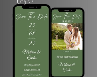 Animated Wedding Save the Date Invitation: Sage Editable Electronic Wedding Date Video Invite Template (Digital Download)