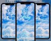 Digital Blue Boy Baby Shower Video Invitation, Animated Shower Invite, Blue Cloud Nine Party Evite Template