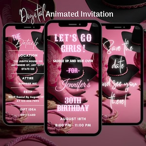Digital Western Birthday Party Invitation, Animated Cowgirl Birthday Party Video Invite, Rodeo Birthday Party Invitation Template, Yee Haw