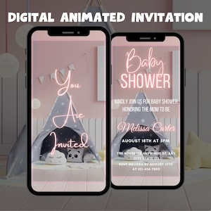 Digital Baby Shower Invitation, Editable Baby Shower Video Invitation Template Animated Invitation, Baby Shower Party Invitation