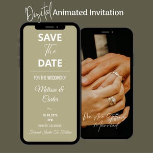 Digital Wedding Save The Date Template, Animated Save The Date Wedding Video Invitation, Sage Wedding Celebration Date Invitation Template