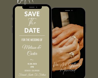 Animierte minimalistische Save The Date Video-Einladung: Bearbeitbare elegante Hochzeitsankündigungs-Einladungsvorlage (digitaler Download)