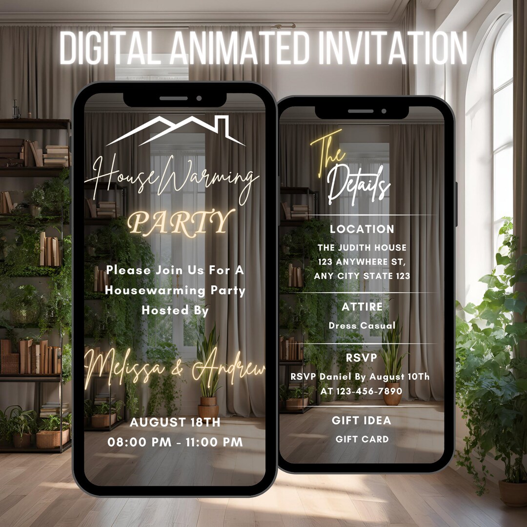 Animated Housewarming Party Invitation, New Home Evite (digital ...