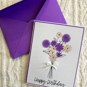 Carte d'anniversaire floral fait main personnalisée