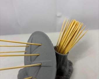 Porta palillos de dientes con escudo espartano impreso en 3D