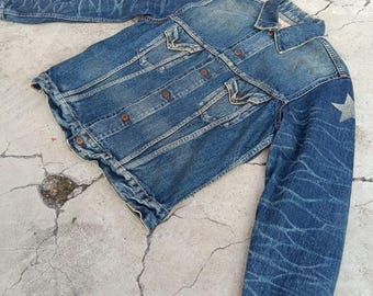 Rare Sugar Cane Jeans Type 3 Denim Jacket, Star Paint Sleeves, Toyo Enterprise Japanese.