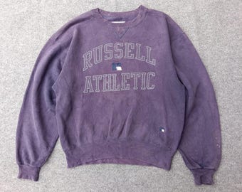 Vintage Faded Russell Athletic High Cotton Washed Purple Pullover Sweater M