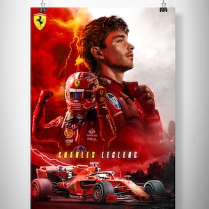 Poster di Charles Leclerc, Formula 1 Wall Art, Charles Leclerc Ferrari Racing stampabile, Stampa di Charles Leclerc, F1 Grande Foto, Regalo di Compleanno