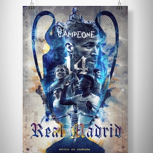 Real Madrid Poster, Champions League Winner Fan Art, Football Minimalist Portrait, Soccer Vintage Art, Real Madrid print , Birthday gifts