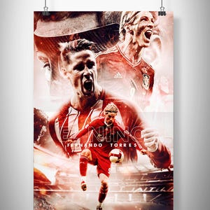 Póster de Fernando Torres, arte de fan de Torres del Liverpool, retrato minimalista de fútbol, foto vintage de fútbol de Torres del Atlético de Madrid, regalo de cumpleaños