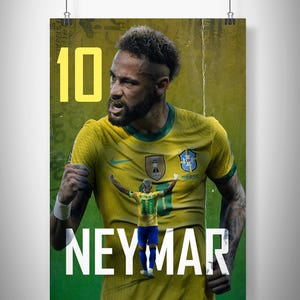 Brazil National Team Neymar Jr Poster, Neymar Fan Art, Neymar Jr Football Photo, Neymar Soccer Vintage Art, Bedroom Print, Birthday Gift
