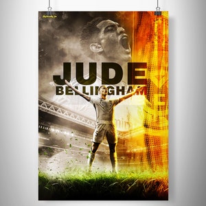 Jude Bellingham Poster, Bellingham Fan Art, Real madrid Football Minimalist Portrait, Soccer Vintage Artwork, Home Decor, Birthday gifts
