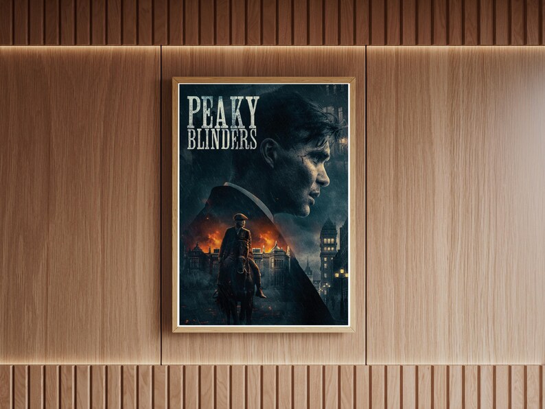 Peaky Blinders Framed Canvas Wall Art – Black & Blue TV Show Print 7 thumbnail image