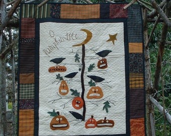Pumpkin Tree Quilt Pattern: Halloween Applique Wallhanging (Digital Download)